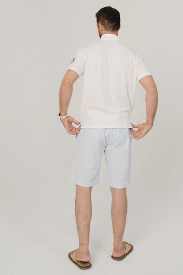 SKY BLUE STRIPED COTTON SHORTS
